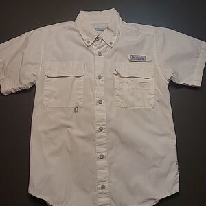 Columbia Youth Vented PFG Short Sleeve Shirt Medium White Cotton